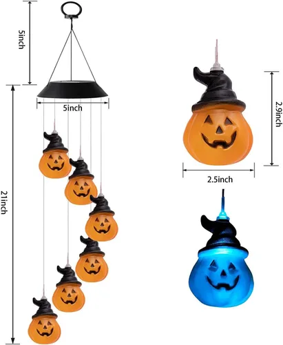 Miniatura 7 de DOUBLEZHE Campanillas de viento solares para exteriores, regalos de luz de calabaza para mamá, abuela, mujeres, esposa, niñas, decoración solar