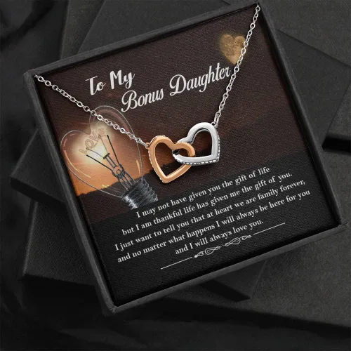 Miniatura 4 de Collar personalizado con texto en inglés To My Bonus Daughter, regalo para hija de hijastra, regalo para hijastra de parte de su padrastro, collar