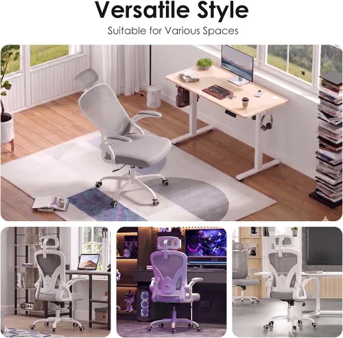 Miniatura 9 de Farini Silla Ergonómica de Oficina, Silla de Escritorio para Oficina en Casa con Reposacabezas, Silla de Computadora de Respaldo Alto con Respaldo