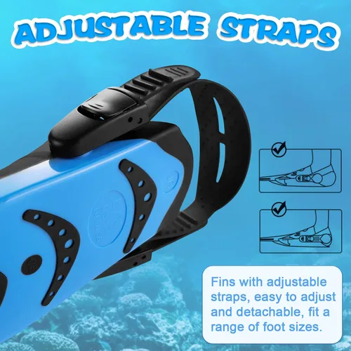 Miniatura 2 de Supertrip Aletas de esnórquel para niños, aletas de natación para natación de regazo, aletas cortas ajustables, aletas de buceo de tamaño de viaje