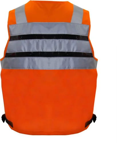 Miniatura 3 de SUXIBIP - Chaleco de seguridad de 10 bolsillos para hombres y mujeres, chaleco de alta visibilidad con tiras reflectantes 3M, tela Oxford Naranja