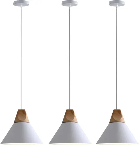 Miniatura 16 de Lámpara colgante moderna, de madera maciza, color negro mate, lámpara colgante de techo, iluminación colgante para cocina, isla, comedor, sala