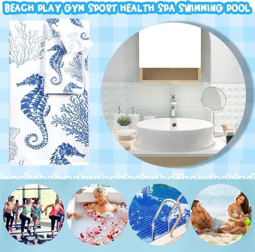 Miniatura 3 de VitalCozy Juego de 6 toallas de mano de playa para baño, diseño de conchas costeras, estrellas de mar náuticas, toallas de baño para cocina, baño