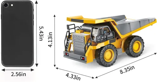 Miniatura 3 de PREPOP Camión volquete RC para niños, camión de construcción a control remoto con cama de metal, luces y sonidos, para niños de 6 a 10 años