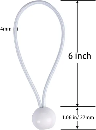 Miniatura 3 de AOPRIE Paquete de 30 bolas elásticas de 6 pulgadas de color blanco, resistentes a la intemperie, correas de amarre resistentes a la intemperie