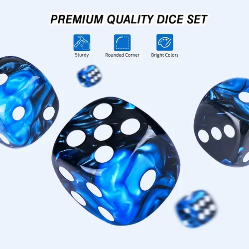 Miniatura 5 de 24 piezas de dados de doble tono de 16 mm con esquinas redondas de 6 lados, dados d6 para DND, MTG, Tenzi, Farkle, Bunco, juegos de cartas