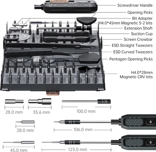 Miniatura 6 de Mini destornillador eléctrico, JAKEMY destornillador de potencia de par ajustable de doble modo, destornillador de precisión magnético inalámbrico