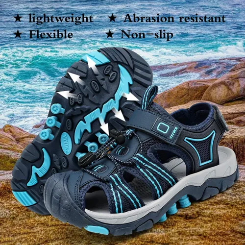 Miniatura 3 de JMFCHI FASHION Sandalias deportivas para niños, sandalias para exteriores, senderismo, atléticas, puntera cerrada, sandalias de playa para niñas
