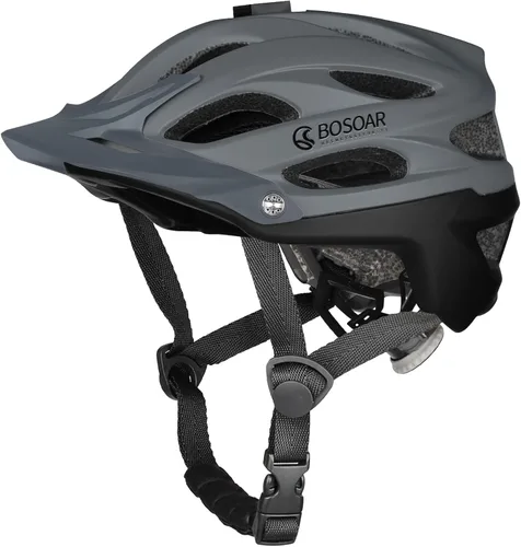 Miniatura 10 de Casco de bicicleta de montaña Bosoar, casco de ciclismo para adultos con soporte para cámara y visera desmontable para hombres, mujeres y jóvenes