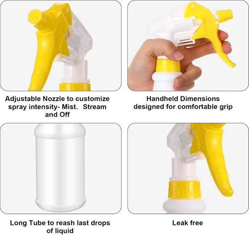 Miniatura 3 de Eccliy 12 Piezas Botellas Rociadoras de Plástico de 16 Oz, Pulverizador Reutilizable Vacío Ajustable para Limpieza, Plantación, Agua, Baño y Cocina