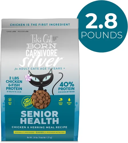 Miniatura 2 de Tiki Cat Born Carnivore Silver, Senior Health, Receta de comida de pollo y arenque, apoyo inmunológico con croquetas horneadas para maximizar