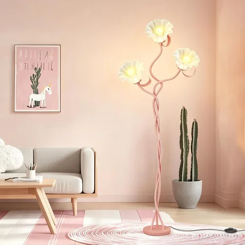 Lámpara de pie de flores para sala de estar, lámpara de pie de flores con 3 temperaturas de color, lámpara LED de lectura de flores, lámparas de pie