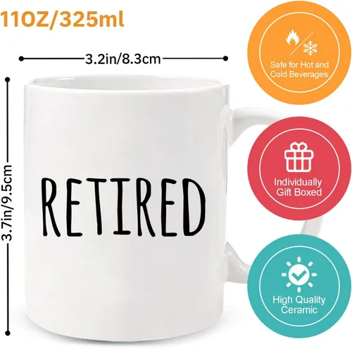 Miniatura 7 de Shqiueos Divertidos regalos de jubilación para mujeres y hombres, taza de feliz jubilado de 11 onzas, el mejor regalo de jubilación para mujeres