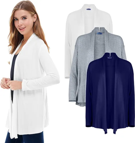 Miniatura 11 de Azules 3-Pack Women's Long Sleeve Open Front Cardigan - Lightweight Rayon Sweater, Soft Flowy Layer for Casual