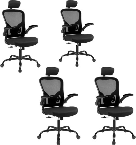 Miniatura 12 de Paquete de 10 sillas ergonómicas de oficina con reposacabezas ajustables 3D, sillas de escritorio de malla para oficina en casa con soporte lumbar