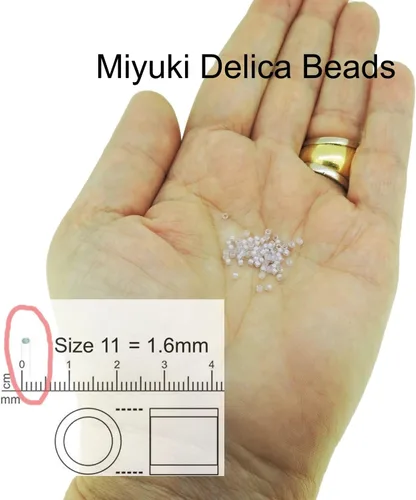 Miniatura 2 de Paquete de 3 cuentas de semillas Miyuki Delica de 21 GM, tamaño 11/0, con forro plateado dorado DB042-3 tubos de 0.18 onzas cada uno