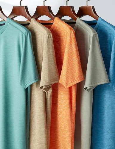 Miniatura 2 de Paquete de 5 camisetas de manga corta, con cuello redondo y de secado rápido para hombre, camisetas deportivas para correr, entrenar o ir al gimnasio