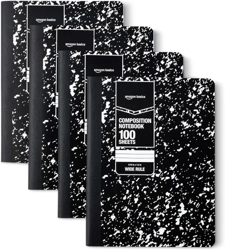 Miniatura 13 de Amazon Basics Cuaderno de composición, rayas universitarias, 100 hojas, 9.75 x 7.5 pulgadas, 1 paquete, mármol negro