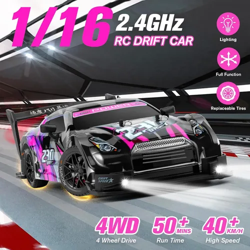 Miniatura 4 de Auto de Derrape RC, Coches RC de Derrape a Escala 1:16, Auto de Carreras RC 4WD de 2.4GHz, Vehículo de Derrape de Control Remoto de Alta Velocidad