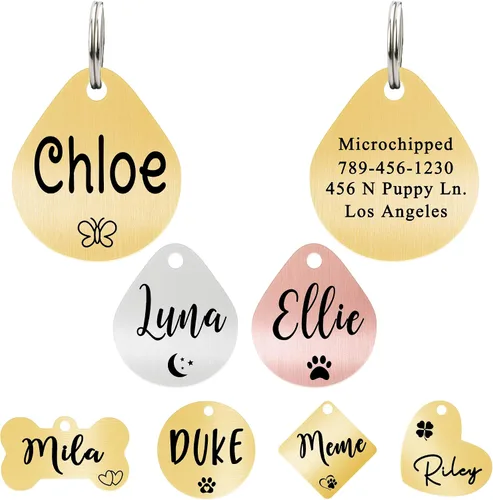 Miniatura 25 de Ultra Joys - Etiqueta personalizada de identificación para mascotas para perros, etiqueta de identificación de hueso de acero inoxidable cepillado
