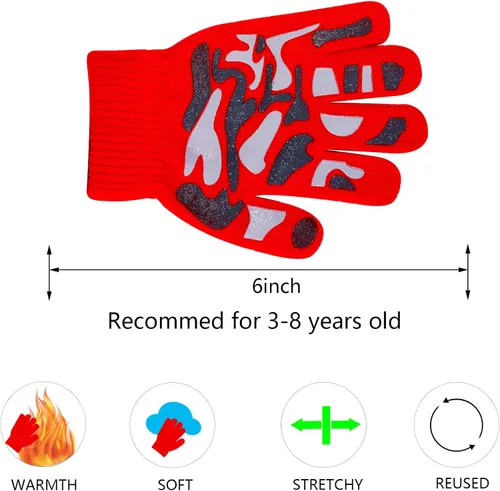 Miniatura 17 de Hicdaw 6 pares de guantes de invierno para niños, guantes de punto elásticos y cálidos para niños o niñas