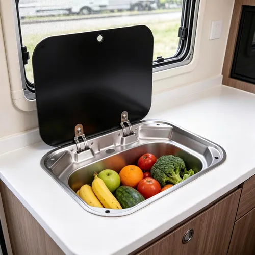 Miniatura 7 de Fregadero de cocina y bar de 17 pulgadas de montaje inferior para autocaravana, estación de trabajo, cuenco individual, lavabo para lavado de manos