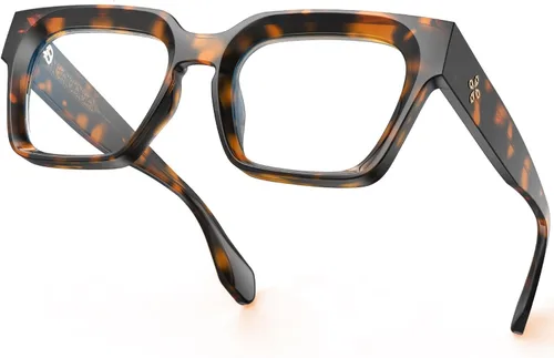 Miniatura 8 de VISOONE Gafas de bloqueo de luz azul con marco cuadrado grande y grueso para mujeres y hombres, de gran