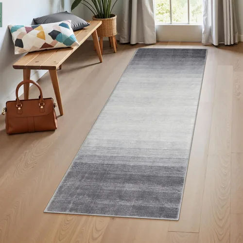 Miniatura 51 de Wonnitar Alfombra rosa lavable de 2 x 6 pies, moderna alfombra de pasillo de baño en degradé, contemporáneo, antideslizante, alfombra degradada