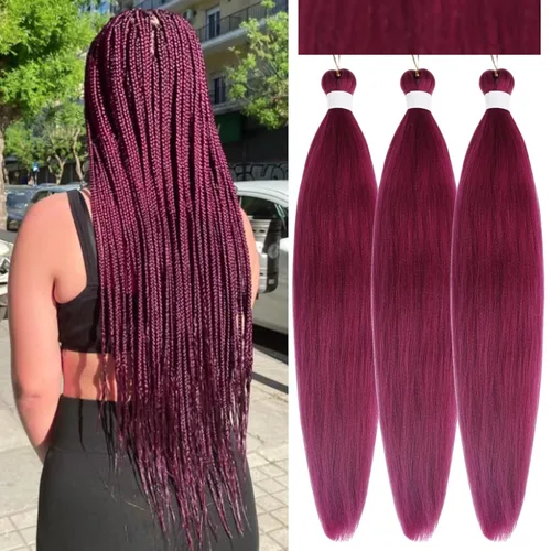 Miniatura 22 de Cabello estirado de fibra Kanekalon para trenzar con cabello humano, color oro rosado, 30 pulgadas