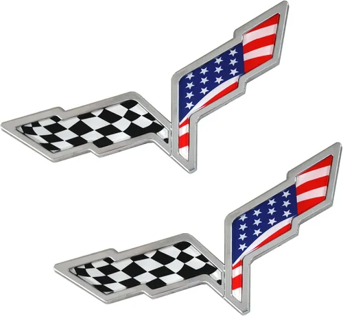 Miniatura 2 de 2 insignias cruzadas para capó delantero y trasero para la fascia trasera, emblemas de repuesto para Corvette C6 2005-2013