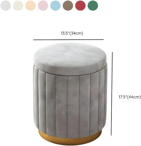 Miniatura 6 de Puf otomano para el hogar, otomano redondo de terciopelo con forma cilíndrica resistente a la decoloración con almacenamiento, reposapiés, taburete
