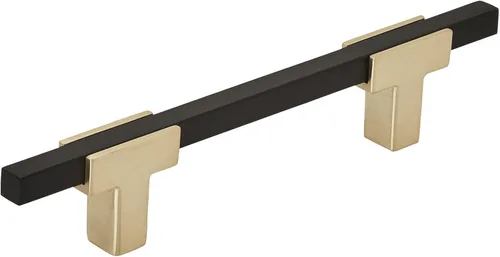 Miniatura 22 de Amerock Mango de gabinete Oro cepillado/negro mate 10-1/16 pulgadas (10.079 in) de centro a centro Urbanita paquete de 1 unidad Jaladera
