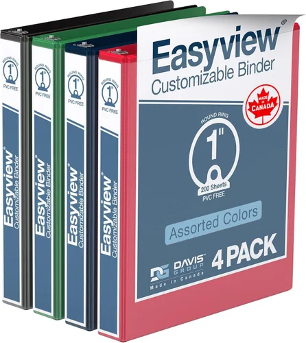 Miniatura 36 de Easyview - Carpetas prémium de 3 anillas con cubiertas transparentes y anillos redondos, carpetas para la escuela u oficina, 1 pulgada, paquete