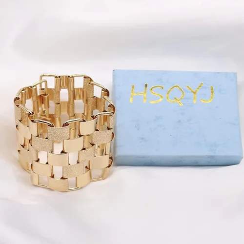 Miniatura 7 de HSQYJ Pulsera bohemia con eslabones geométricos, a la moda, elegante, brillante, explosión de arena, pulseras anchas para mujer, accesorios