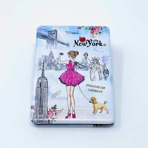 Miniatura 7 de Niñas y mujeres moda elegante recuerdo de Nueva York espejo de viaje espejo de mano espejo cosmético maquillaje compacto espejo (JMR-270801J)