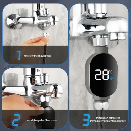 Miniatura 8 de Medidor de temperatura de ducha Medidor de pantalla digital LED Termómetros de agua para el hogar Termostato de baño Medidor de ducha