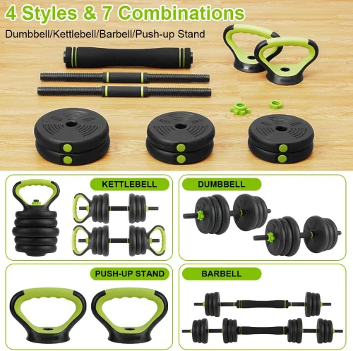 Miniatura 2 de Juego de mancuernas ajustables 4 en 1, mancuernas, pesas rusas y flexiones, asas antideslizantes, pesas libres, para ejercicios de gimnasio en casa