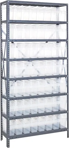 Miniatura 188 de Quantum QSBU-245BK Heavy Duty Shelving Unit with (7) Shelves and (24) QUS245 Black Bins for Garage Warehouse Storage Distribution 400 lb Load