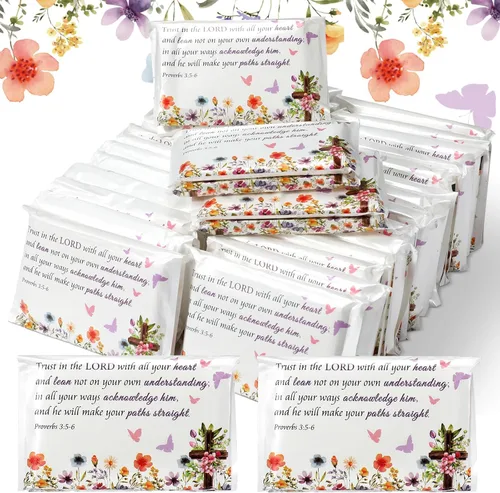 Miniatura 10 de Sinmoe Paquete de 60 pañuelos cristianos de viaje, con bolsillo de las Escrituras, versículo de la Biblia, mini servilleta facial, regalo inspirador