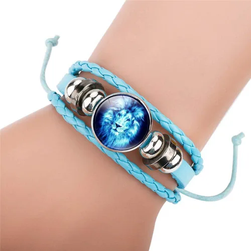 Miniatura 5 de Pulsera ajustable de cuero trenzado de león, pulseras de abalorios, gran regalo para mujer