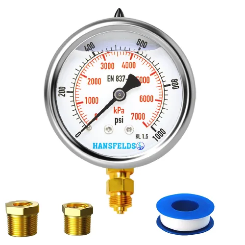 Miniatura 15 de Medidor de presión relleno de líquido de 0-100 psi, cara de dial de 2.5 pulgadas, carcasa de acero inoxidable para montaje trasero NPT de 1/4