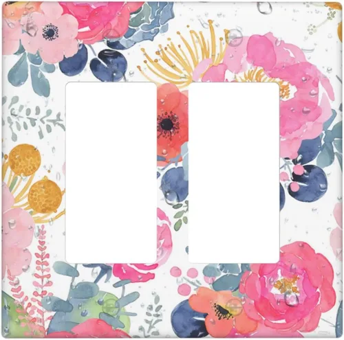 Miniatura 59 de Cubiertas Decorativas para Placas de Interruptor Boho Country Eucalipto Rústico Acuarela Hojas Verdes 2 Gang Placa de Pared Cubierta de Placa