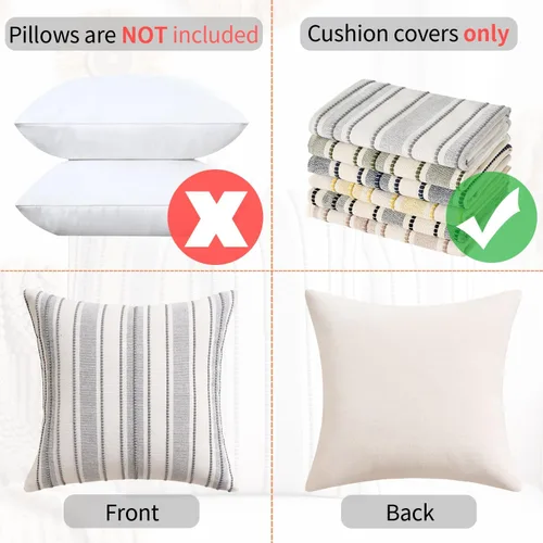 Miniatura 5 de Juego de 2 fundas de almohada bohemias de 20 x 20 pulgadas con patrón de granja con textura, fundas de almohada decorativas para sofá, dormitorio