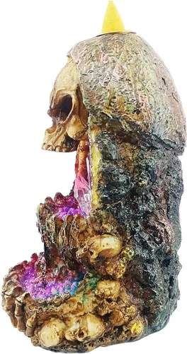 Miniatura 6 de Fantasy Gifts Quemador de incienso Geode Skull Back Flow w/LED - 6.5