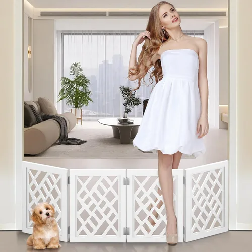 Miniatura 7 de Diseño de Recorte 16" Puerta Corta para Perros Pequeños, Puerta Plegable Retráctil para Cachorros Interior - Barrera para Mascotas Liviana