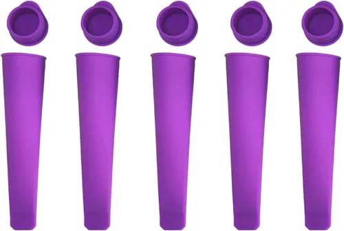 SEIWEI Molde de silicona para paletas de helado, 5 piezas, bolsa de paletas para helados, fabricante de moldes para paletas de hielo con tapa,