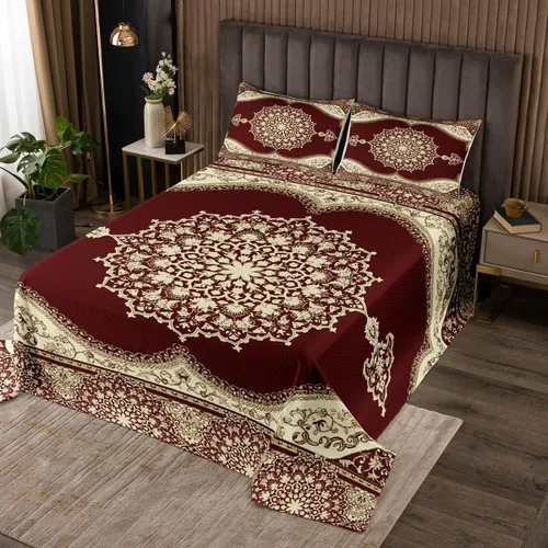 Miniatura 17 de Erosebridal Colcha King, Colcha Exótica Bohemia, Cobertor de Encaje Bohemio Tribal Floral Rojo Amarillo Azul Degradado Retro, Acolchado Egipcio