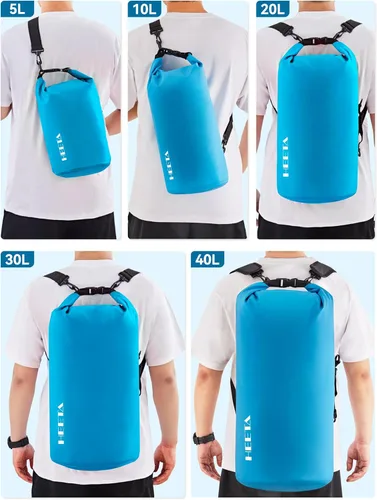 Miniatura 8 de HEETA - Bolsa seca impermeable para mujeres y hombres (versión actualizada) 5 L/10 L/20 L/30 L/40 L, bolsa de almacenamiento seca ligera con parte