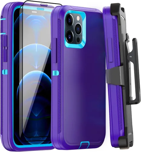 Miniatura 15 de Funda para iPhone 12 Mini con funda de clip para cinturón y 2 protectores de pantalla, funda de protección completa resistente de grado militar a