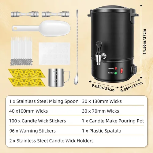 Miniatura 7 de Faazy Derretidor de cera de 13 libras para hacer velas, cera eléctrica grande con control de temperatura y boquilla de vertido sin obstrucciones
